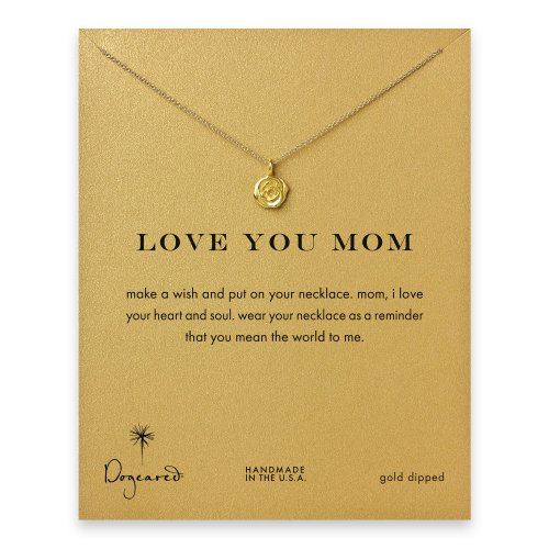 love you mom rose necklace, gold dipped