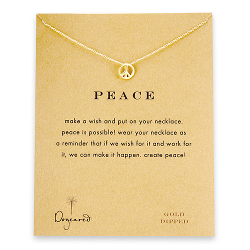 peace sign necklace, gold dipped