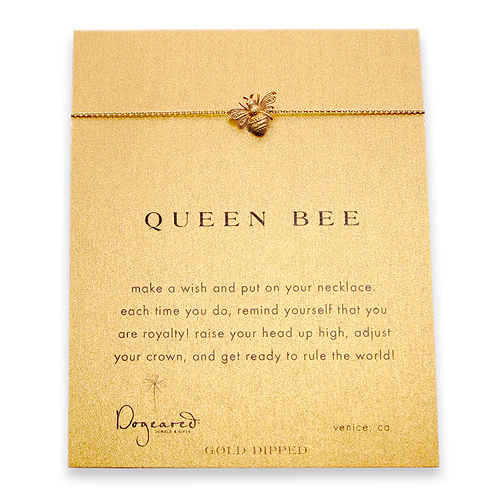 queen bee reminder necklace with gold dipped bee