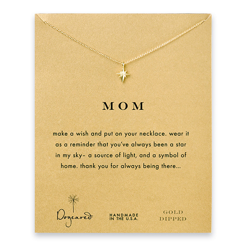 mom reminder necklace with gold dipped north star