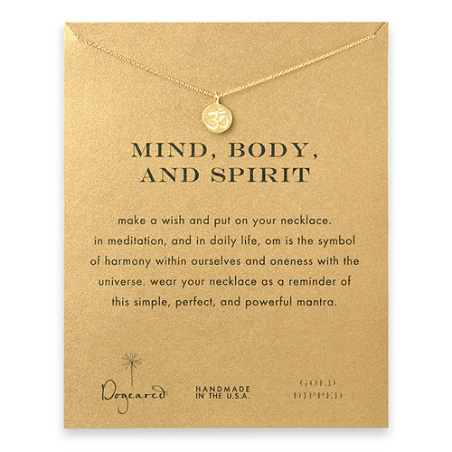 mind body and spirit om symbol necklace, gold dipped