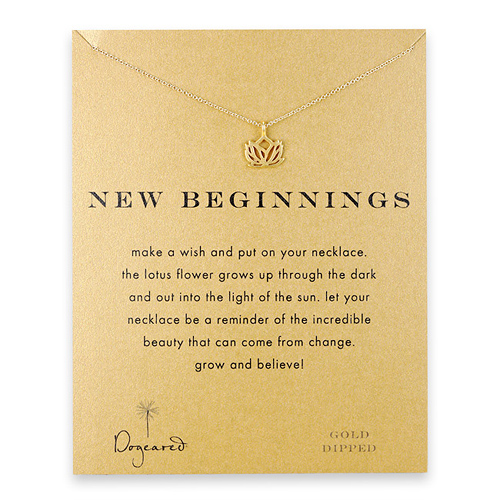 new beginnings lotus necklace, gold dipped