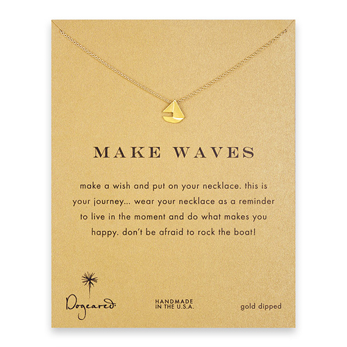 make waves smooth sailboat necklace, gold dipped