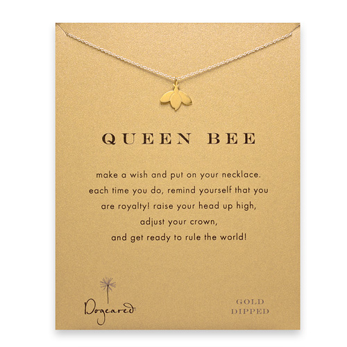 queen bee reminder necklace with gold dipped honey bee