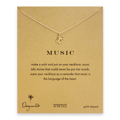 music reminder necklace with gold dipped lyre