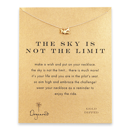 the sky is not the limit reminder necklace with gold dipped airplane