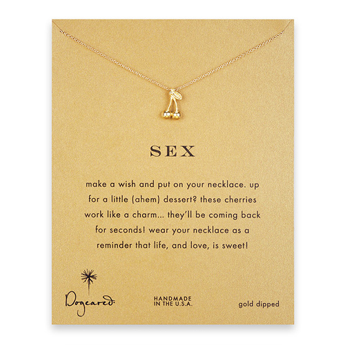 sex reminder necklace with gold dipped cherries