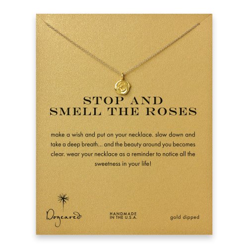 stop and smell the roses, rose necklace, gold dipped