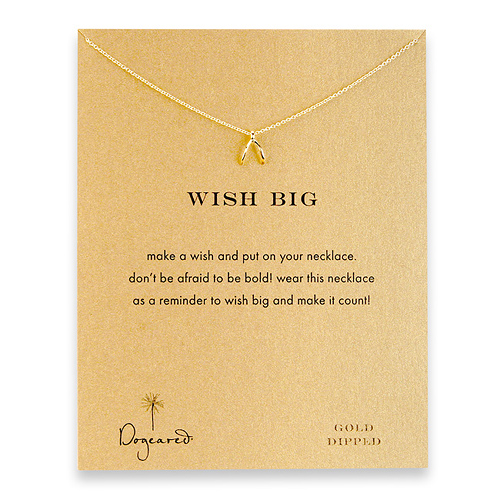 wish big gold dipped wishbone reminder necklace