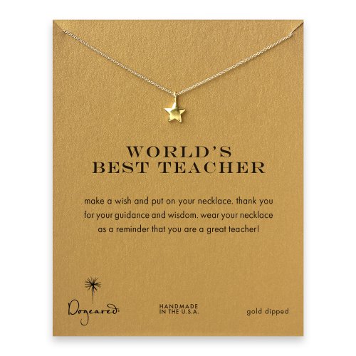 world's best teacher star necklace, gold dipped