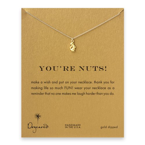 you're nuts! Squirrel necklace, gold dipped
