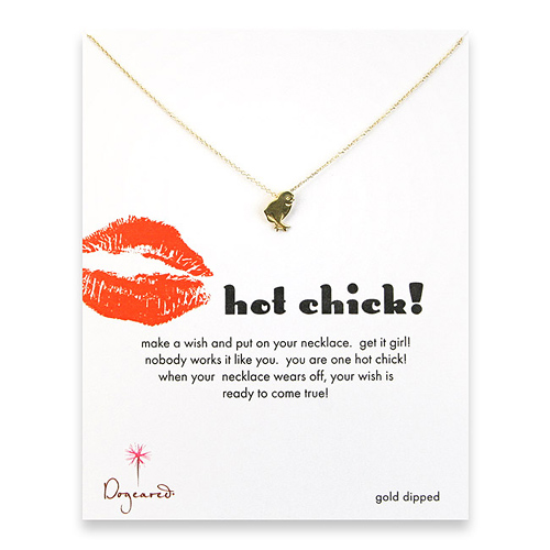 hot chick reminder necklace with gold dipped chick