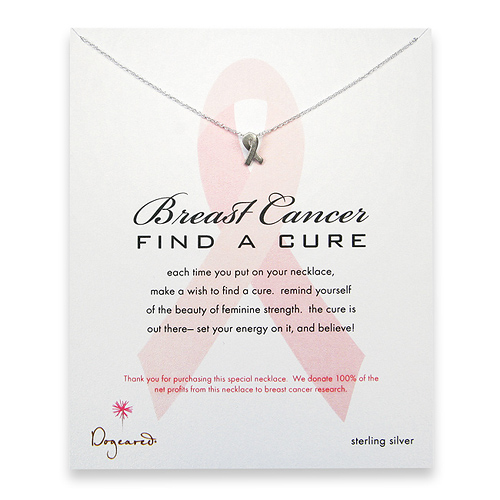 breast cancer find a cure sterling silver reminder necklace with ribbon