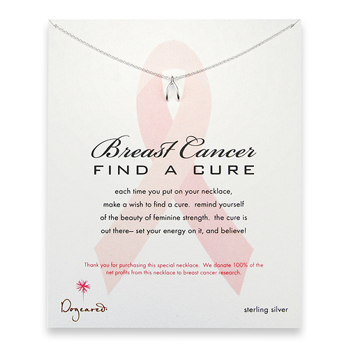 breast cancer find a cure sterling silver reminder necklace with wishbone
