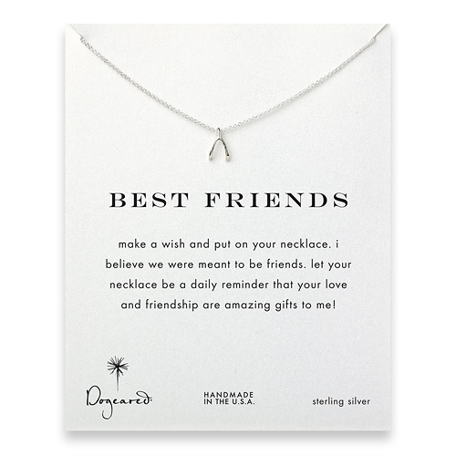 best friends wishbone necklace, sterling silver