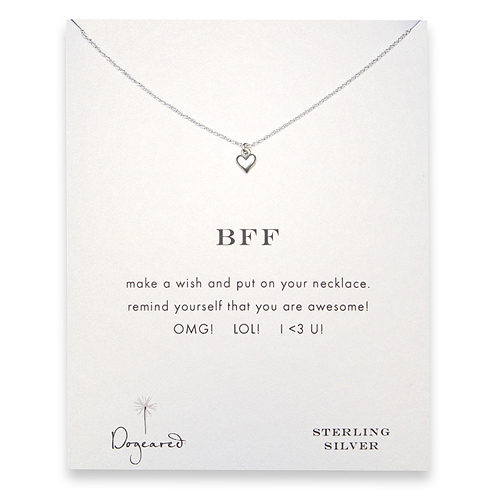 bff reminder necklace with sterling silver cupid heart