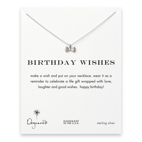 birthday wishes ribbon bow necklace, sterling silver