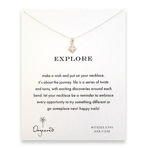 explore compass necklace, sterling silver