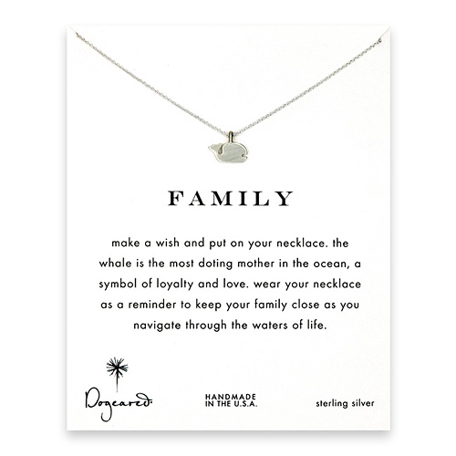 family reminder necklace with sterling silver whale