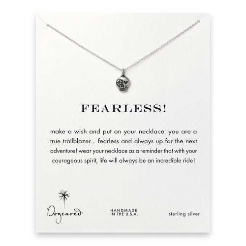 fearless! flower skull necklace, sterling silver