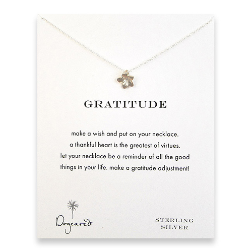 gratitude reminder necklace with sterling silver plumeria
