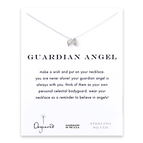 guardian angel, angel wings necklace,  sterling silver