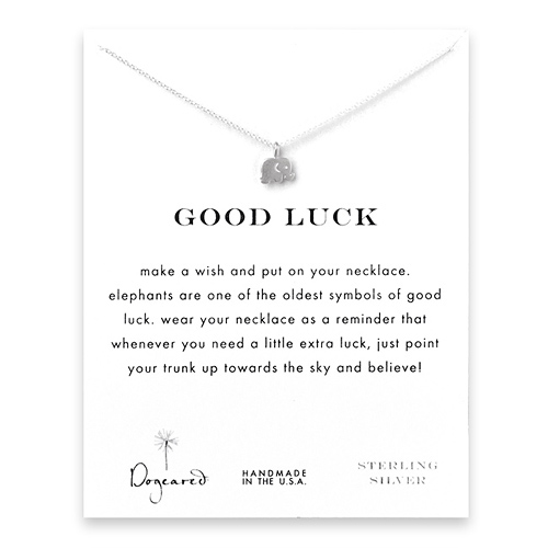good luck reminder necklace with sterling silver elephant