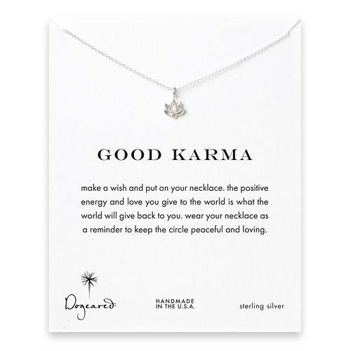 good karma lotus necklace, sterling silver