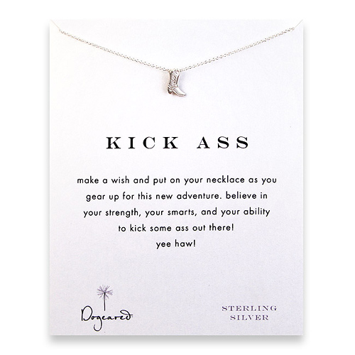 kick ass reminder necklace with sterling silver boot