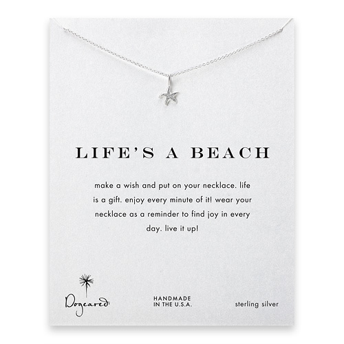 life's a beach starfish necklace, sterling silver
