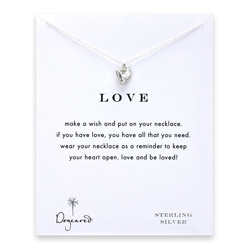 love reminder necklace with sterling silver mini stone heart