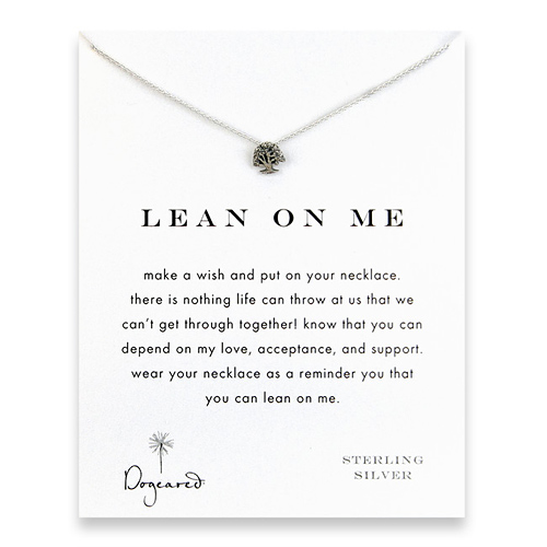 lean on me reminder necklace with sterling silver tree