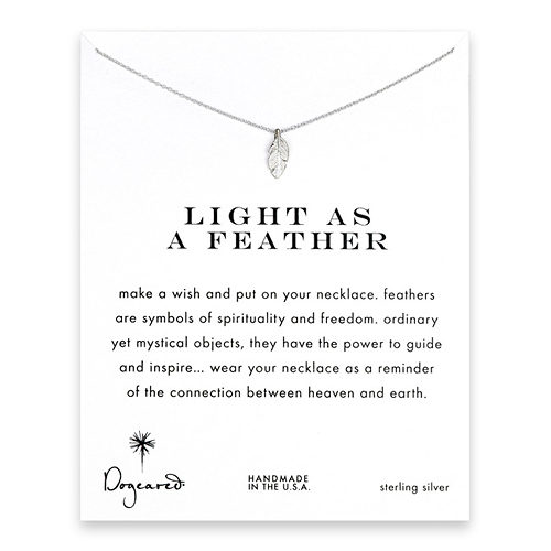 light as a feather, feather necklace, sterling silver