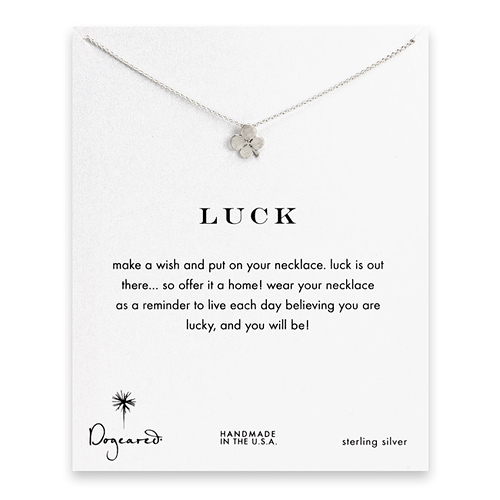 luck four leaf clover necklace, sterling silver