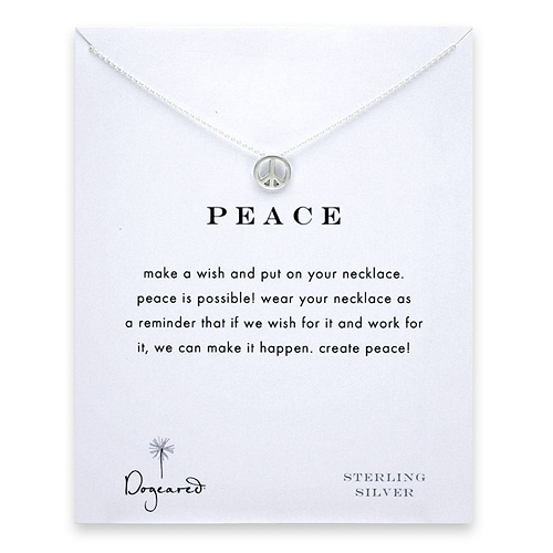 peace sign necklace, sterling silver