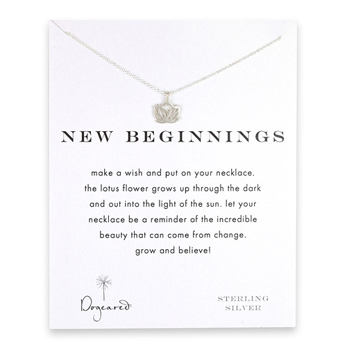 new beginnings reminder necklace with sterling silver lotus