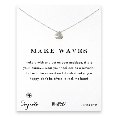 make waves smooth sailboat necklace, sterling silver