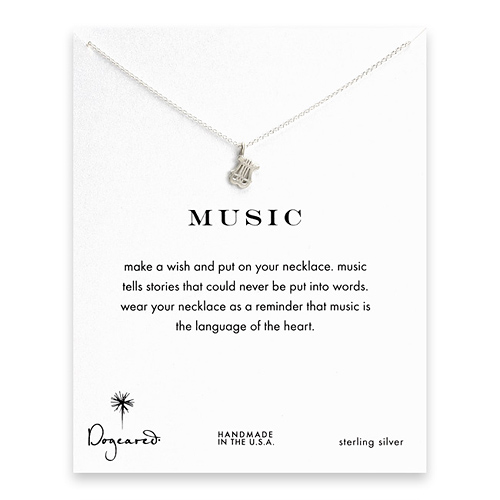 music  reminder necklace with sterling silver lyre