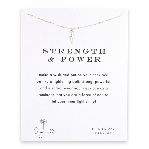 strength and power lightning bolt necklace, sterling silver