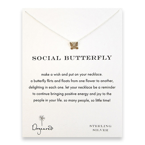 social butterfly reminder necklace with sterling silver butterfly
