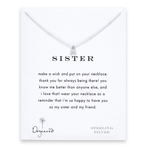 sister teeny angel wings necklace, sterling silver