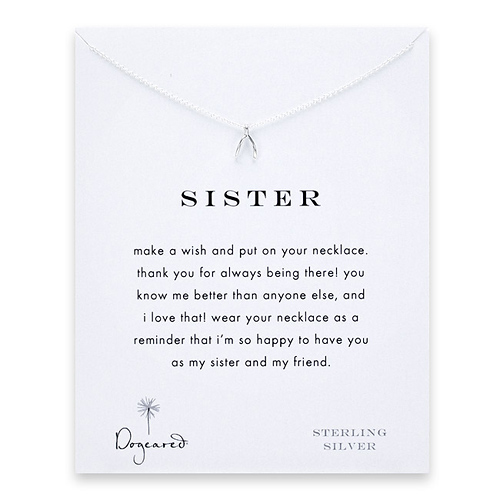 sister wishbone necklace, sterling silver