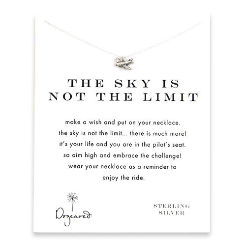 the sky is not the limit reminder necklace with sterling silver airplane