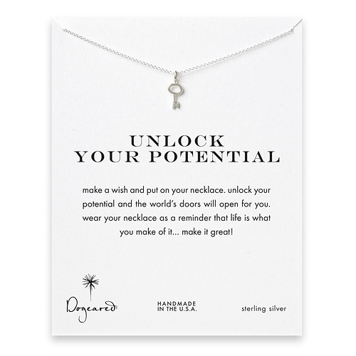 unlock your potential key necklace, sterling silver