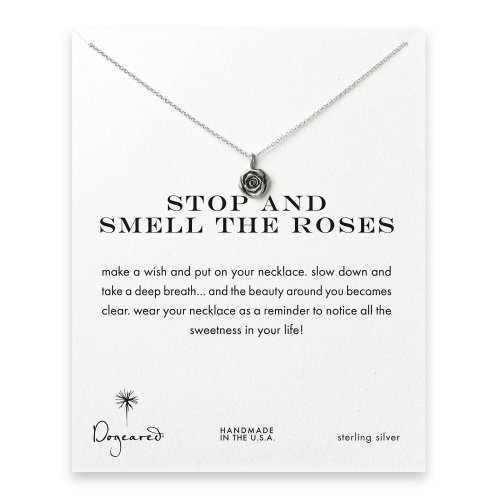 stop and smell the roses, rose necklace, sterling silver