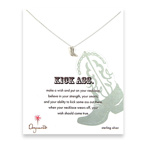 kick ass cowboy boot necklace, sterling silver