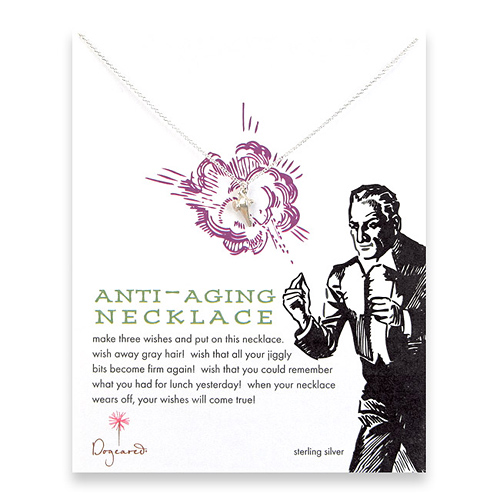 anti-aging reminder necklace with sterling silver genie lamp