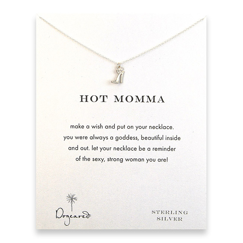 hot momma reminder necklace with sterling silver high heel - 18 inch