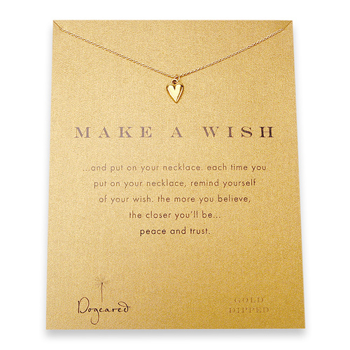 make a wish kind heart gold dipped reminder necklace