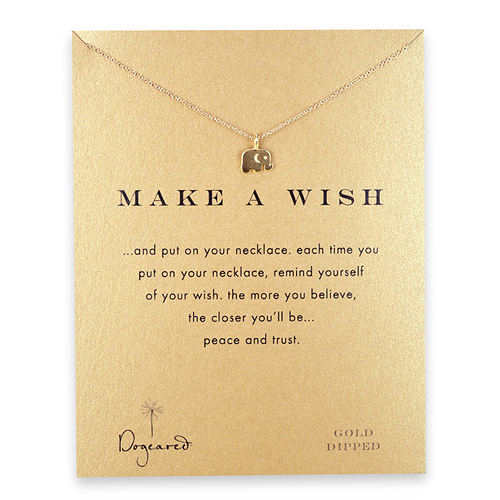 make a wish elephant gold dipped reminder necklace